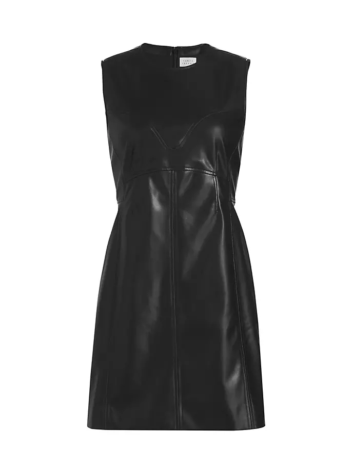 цена Мини-платье Antonella из веганской кожи Tanya Taylor, черный