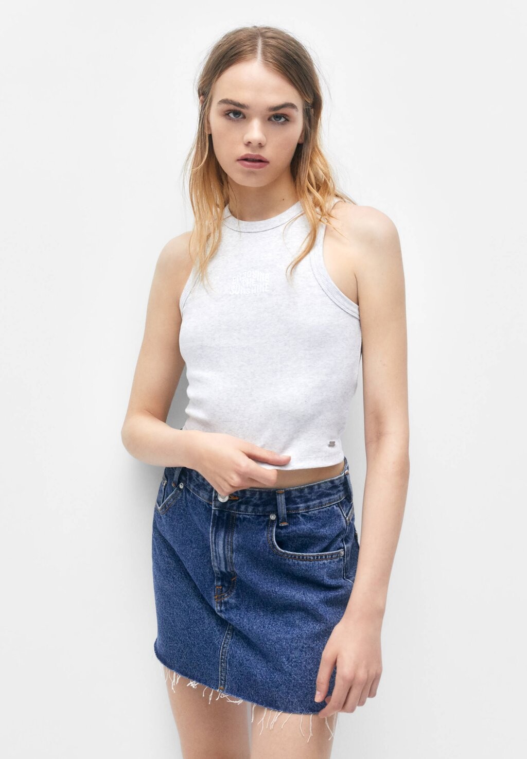 

Топ PULL&BEAR, светло-серый