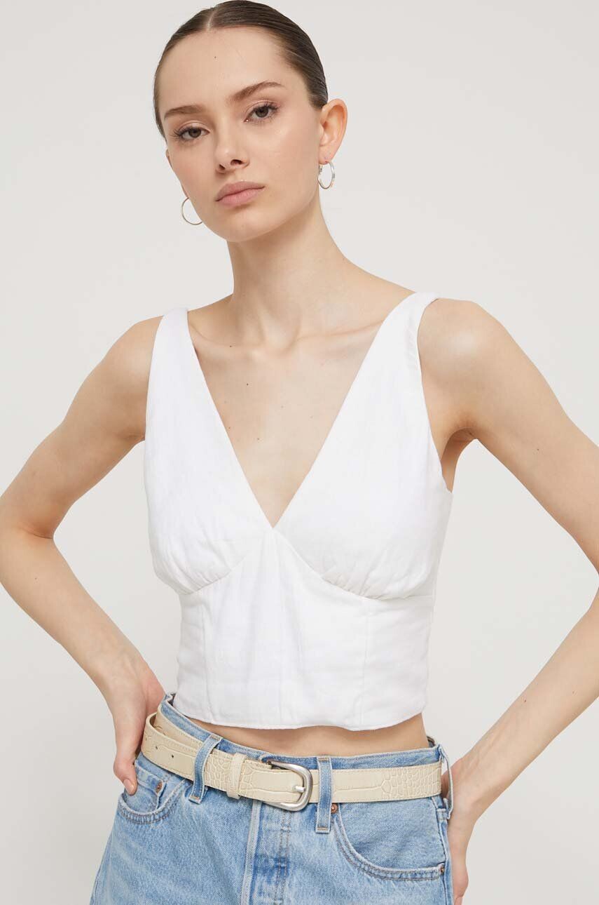 

Льняной топ Abercrombie & Fitch, белый