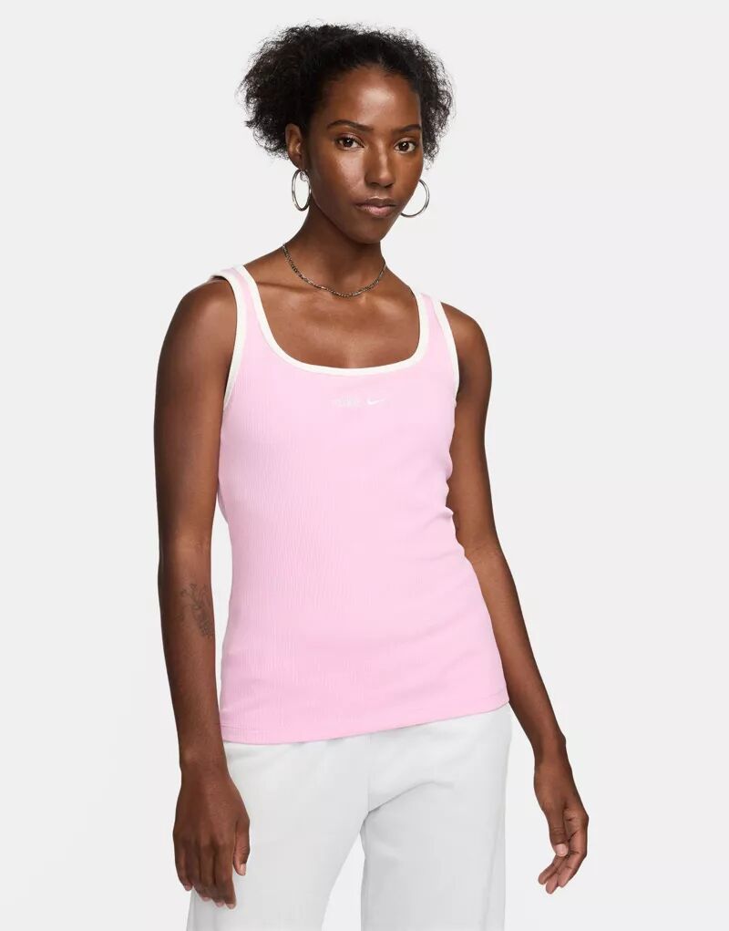 Розовая майка в рубчик Nike Trend