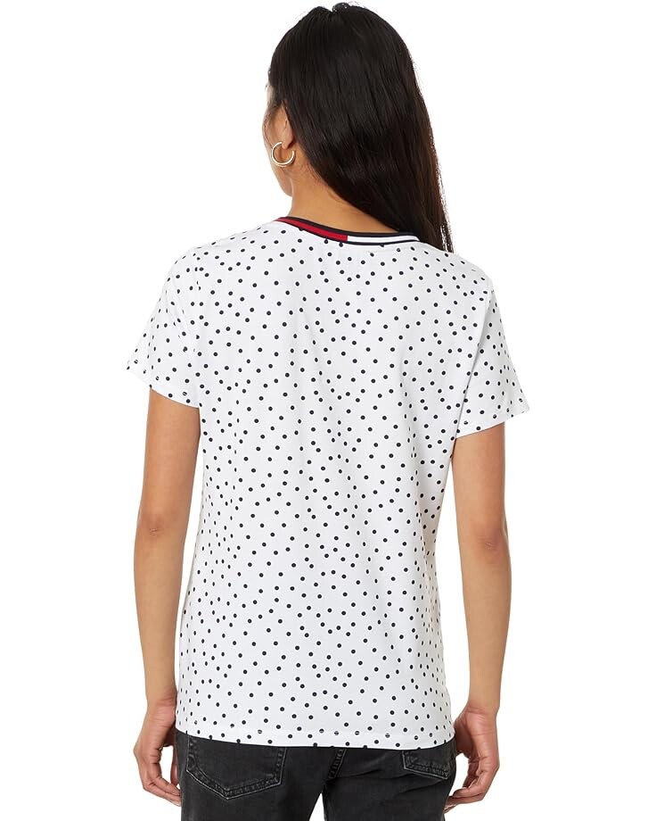 

Футболка Tommy Hilfiger Short Sleeve V-Neck Dot Tee, цвет Bright White/Sky Captain