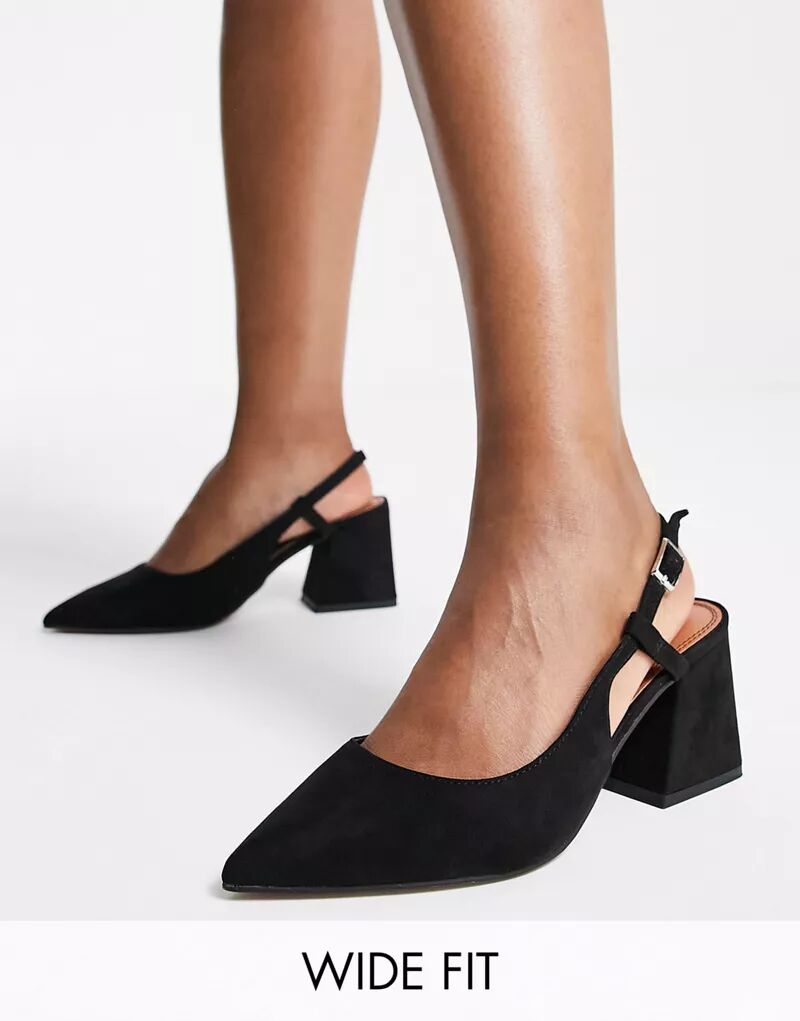 Черные туфли на широком каблуке с ремешками ASOS Sydney