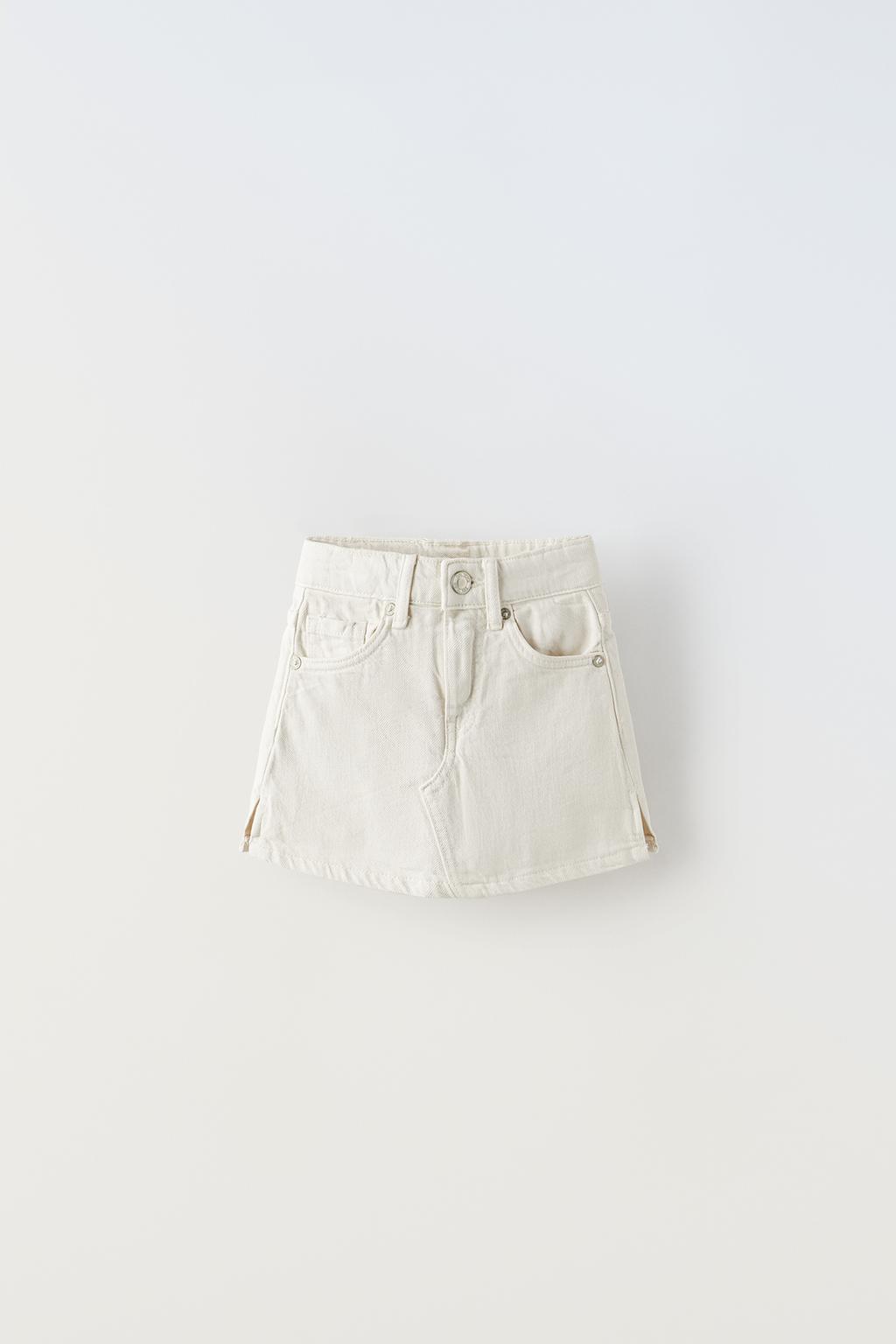 Джинсовая юбка-бермуда ZARA, экрю юбка zara джинсовая 44 размер