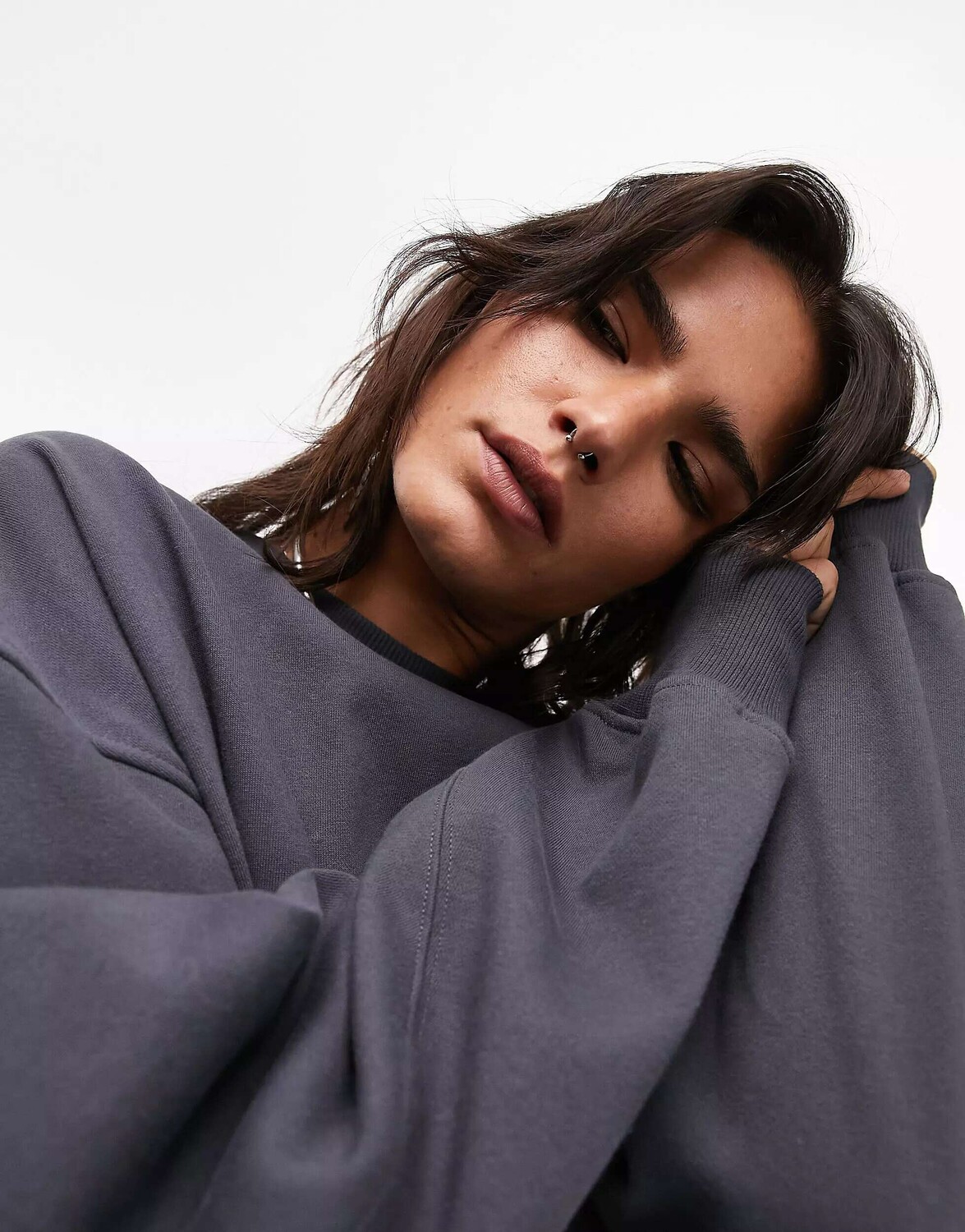 

Сланцевый свитшот Topshop премиум-класса с удлиненными швами