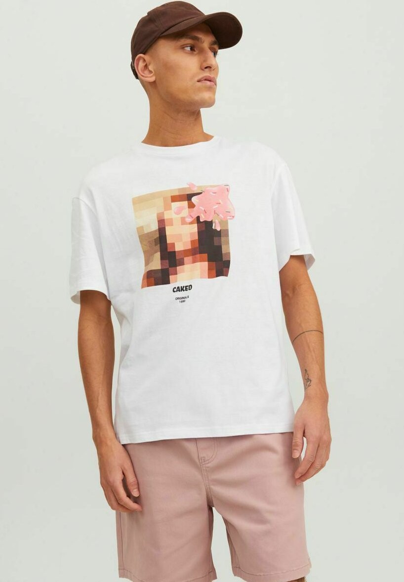 

Футболка с принтом RUNDHALS Jack & Jones, цвет white