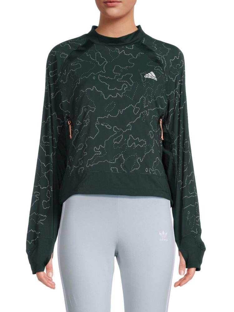 

Толстовка с рукавами реглан и принтом Adidas, темно-зеленый