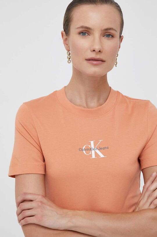 

Хлопковая футболка Calvin Klein Jeans, оранжевый