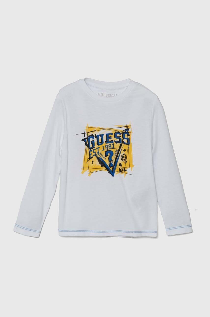 

Хлопковая рубашка Guess с длинными рукавами для мальчиков и девочек, белый