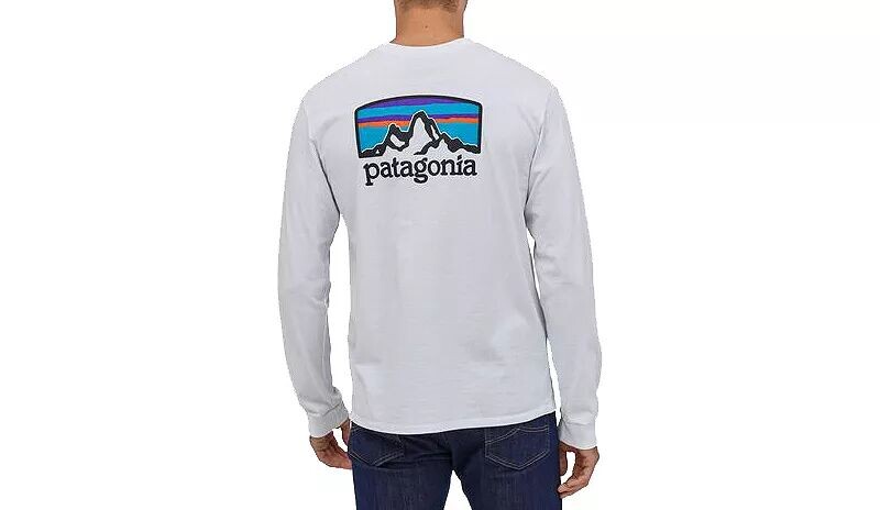 

Мужская футболка Patagonia Fitz Roy Horizons Responsibili с длинными рукавами и рисунком, белый