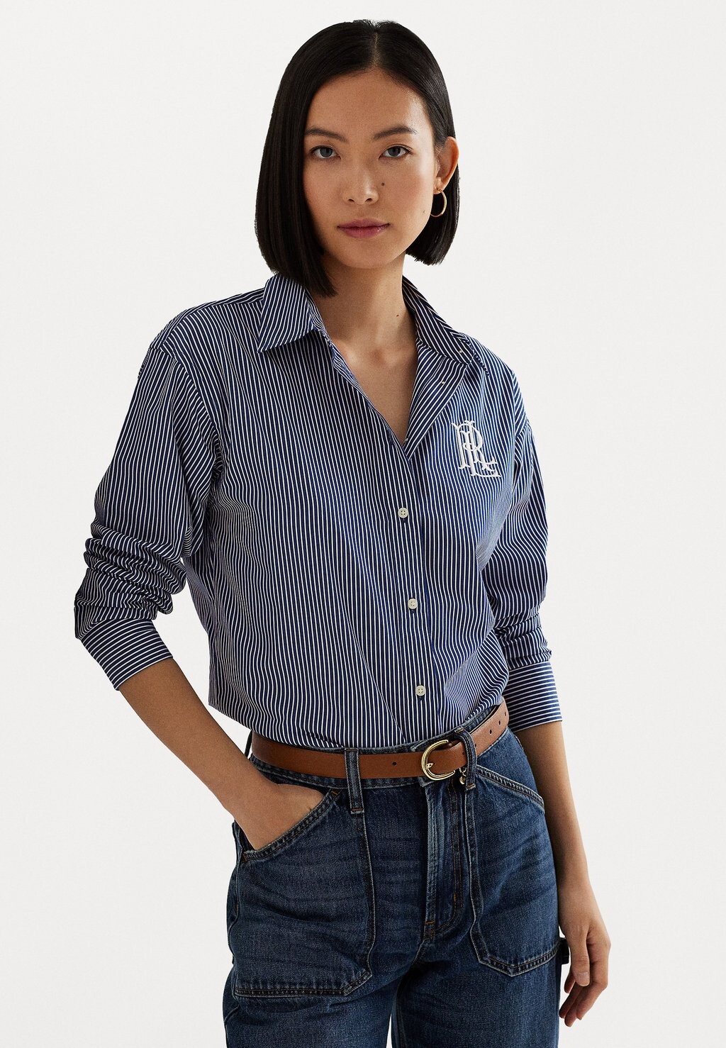 

Блузка-рубашка KOTTA LONG SLEEVE BUTTON FRONT SHIRT Lauren Ralph Lauren, цвет indigo sail/white