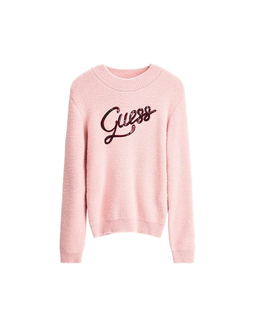 

Свитер для девочек с длинными рукавами и большим логотипом Guess, розовый