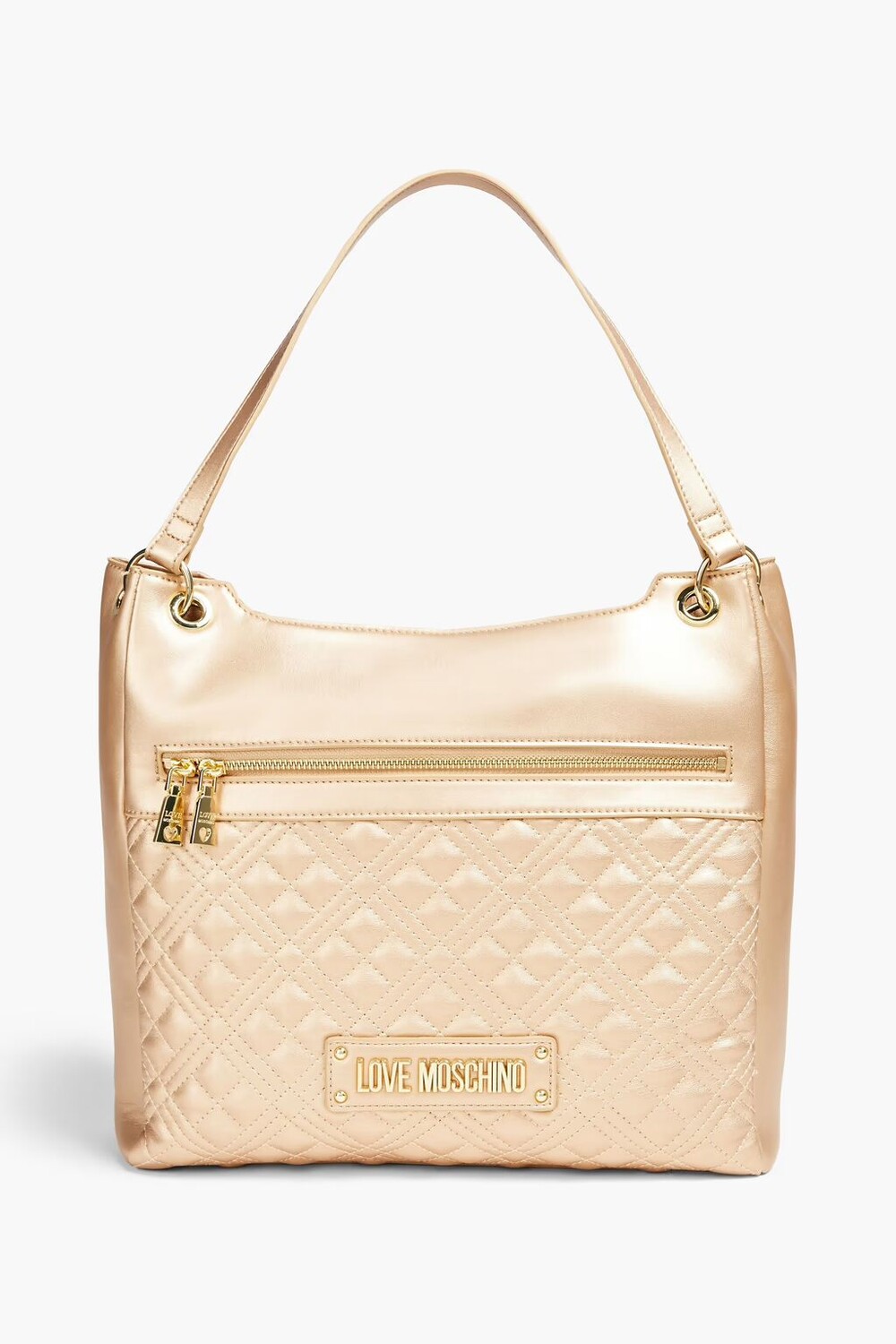 

Стеганая сумка-тоут из искусственной кожи цвета металлик Love Moschino, золото
