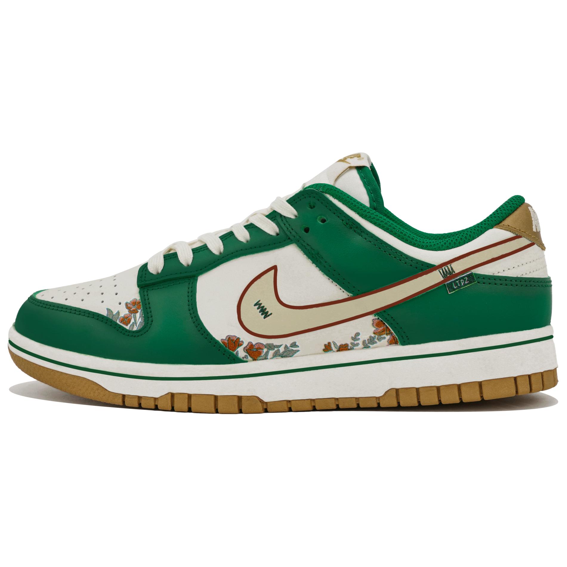 

Кроссовки Nike Dunk Skateboarding Shoes Women's Low-top White, зеленый