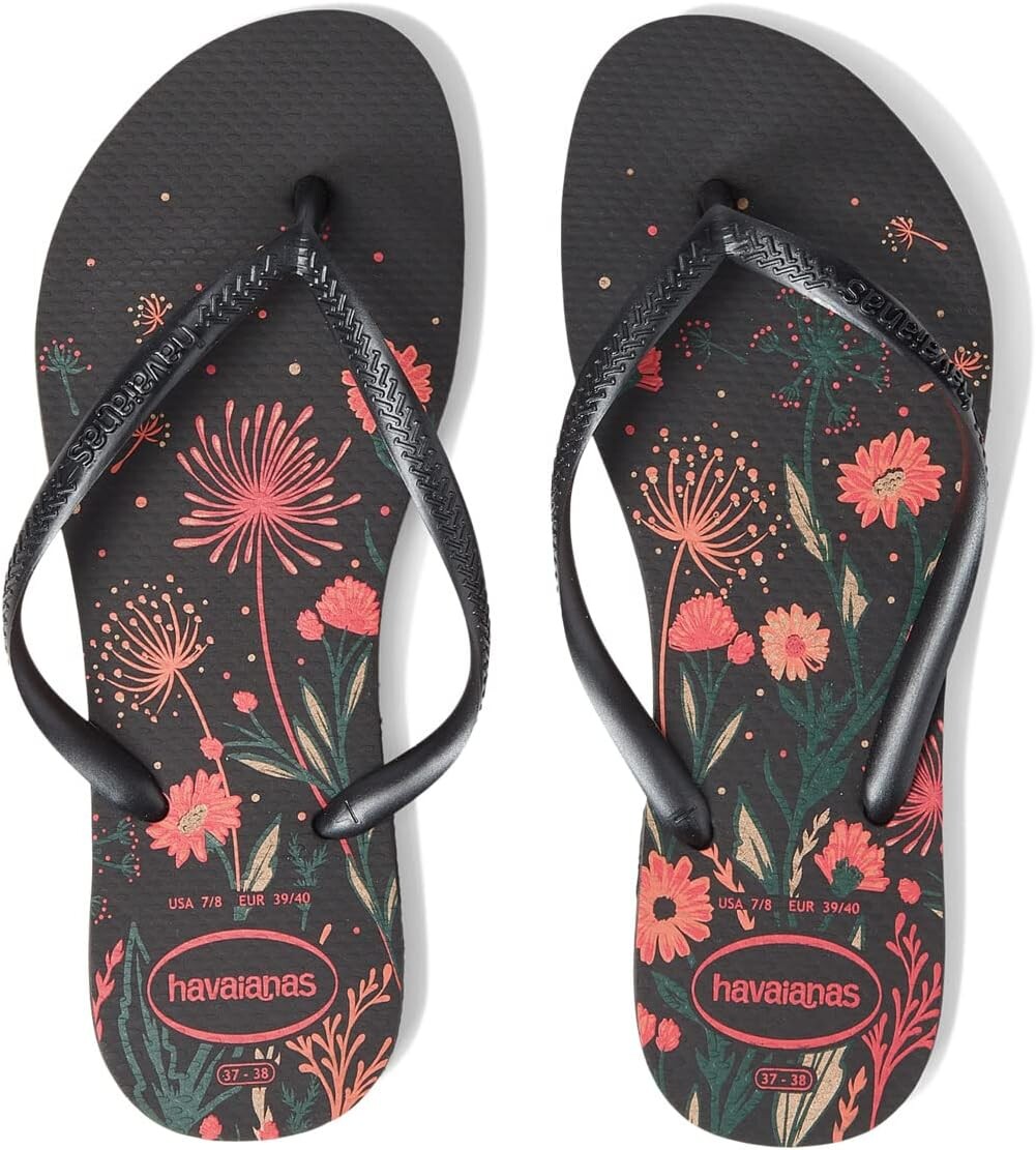 

Шлепанцы Slim Organic Flip Flop Sandal Havaianas, цвет Black/Pink