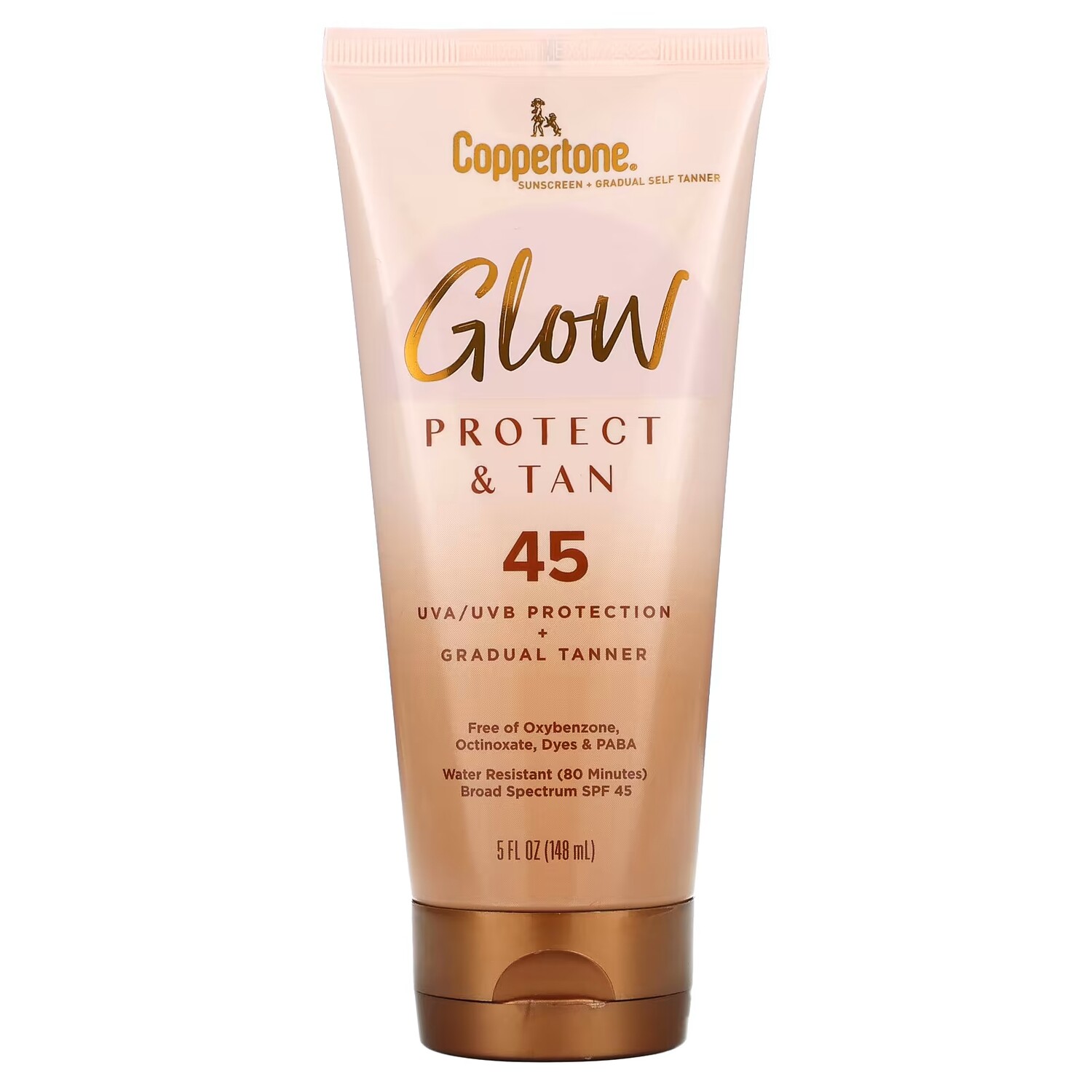 

Coppertone Glow Protect & Tan SPF 45, 5 жидких унций (148 мл)