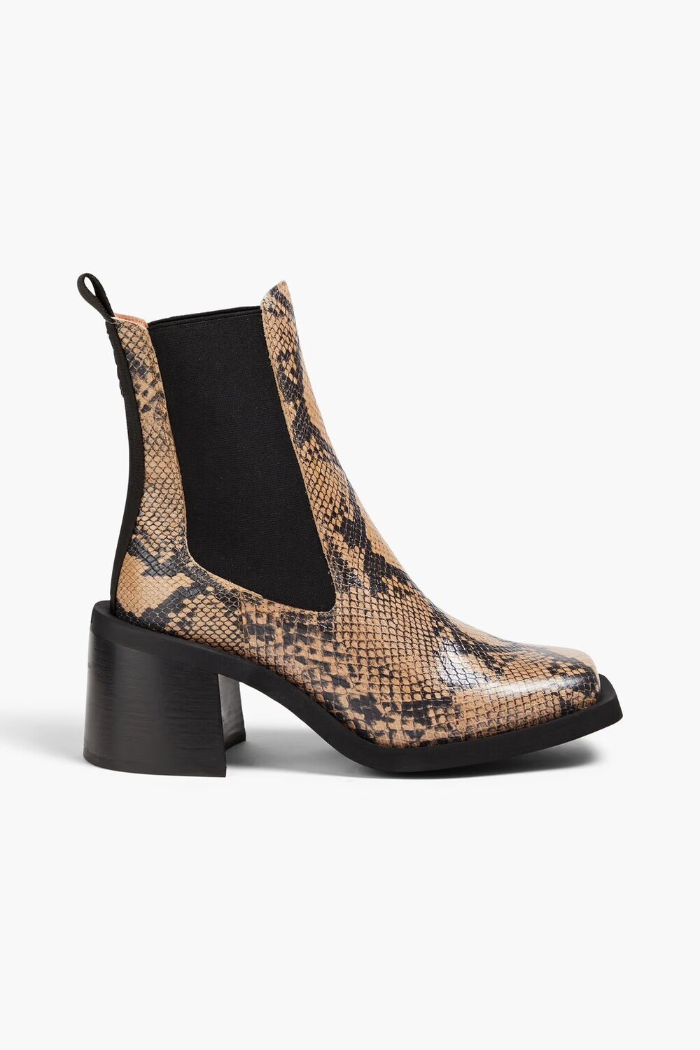 

Ботильоны из кожи со змеиным эффектом Ganni, цвет Animal print