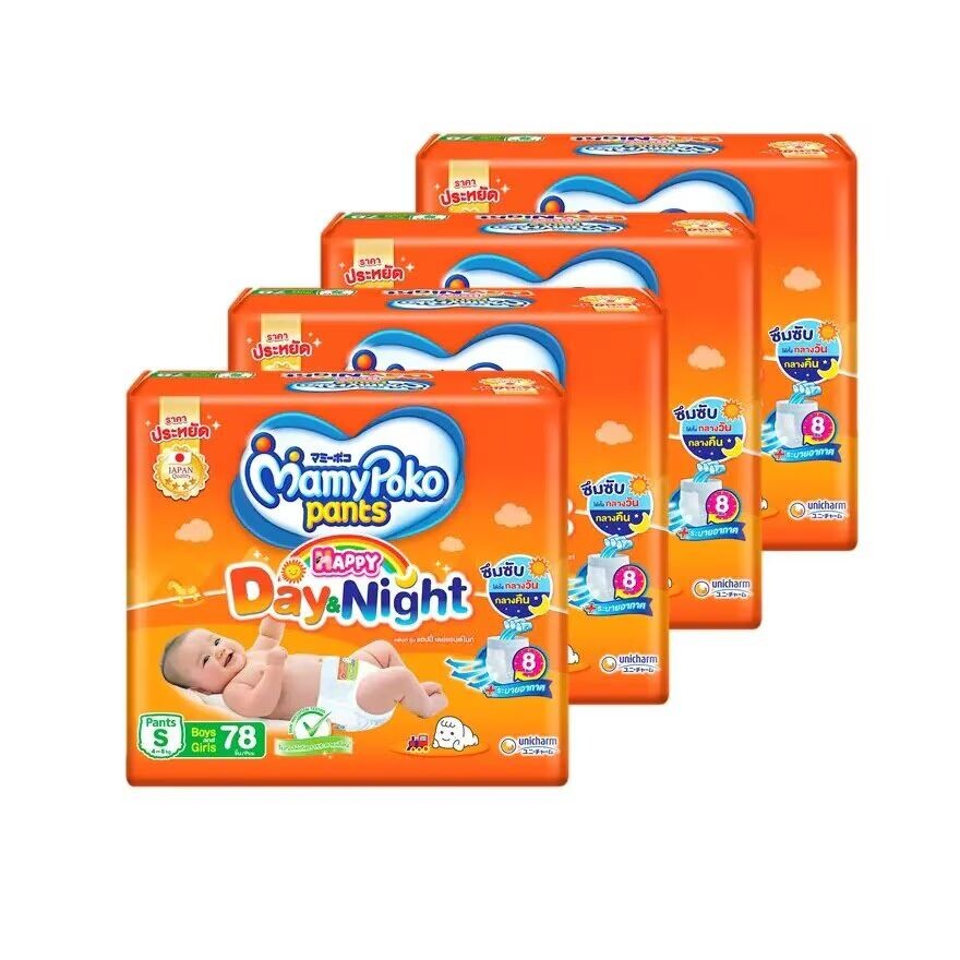 

Mamy Poko Брюки Happy Day Night, размер S, упаковка 78X4 ผ้าอ้อมเด็ก, Orange