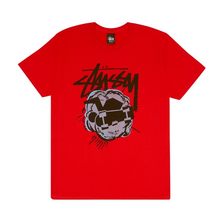 Футболка Stussy Pop Skateman 'Brite Red', красный