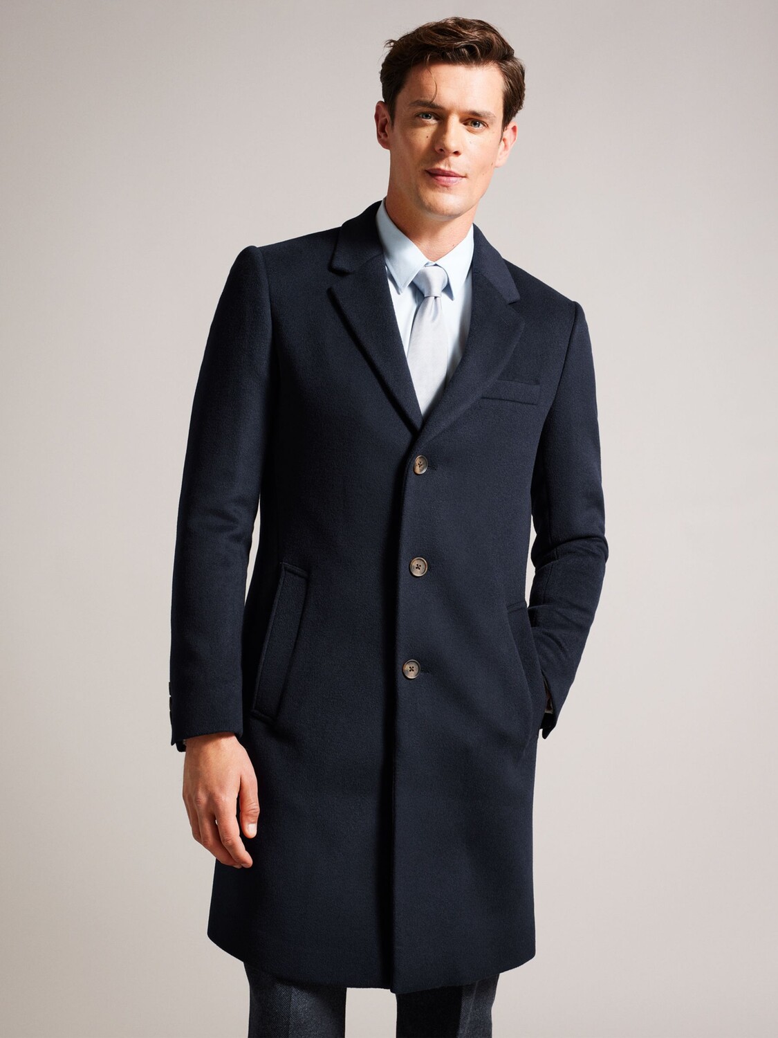 

Городское пальто из смесовой шерсти с рубином Ted Baker, синий темно-синий