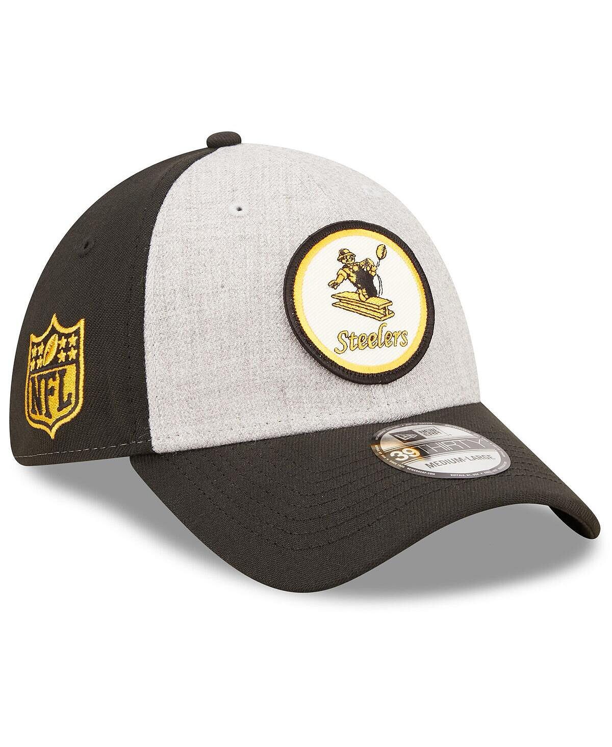 

Мужская серо-серая, черная кепка Pittsburgh Steelers 2022 Sideline 39THIRTY Historic Flex. New Era