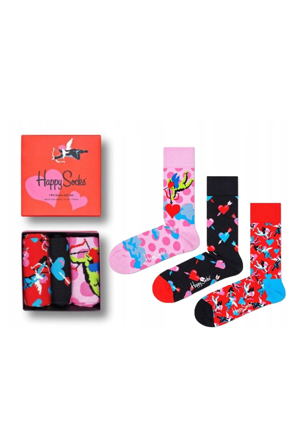 

Подарочный набор из 3 носков «Я люблю тебя» Happy Socks, разноцветный