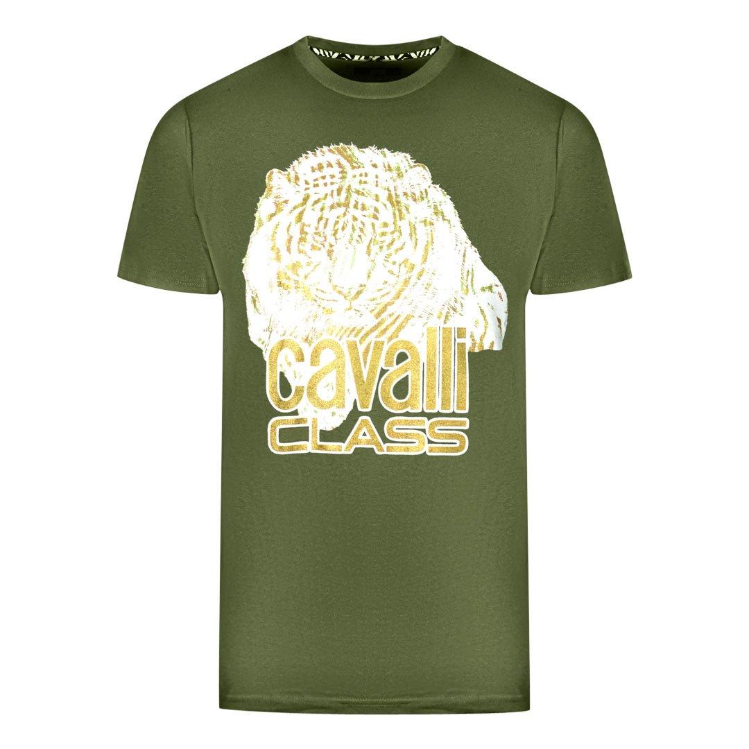 цена Зеленая футболка с большим логотипом Tiger Cavalli Class, зеленый