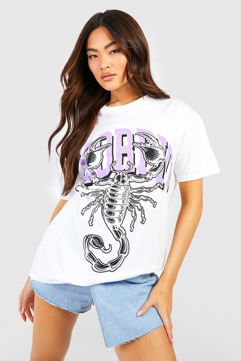

Футболка оверсайз с принтом scorpio zodiac Boohoo, белый
