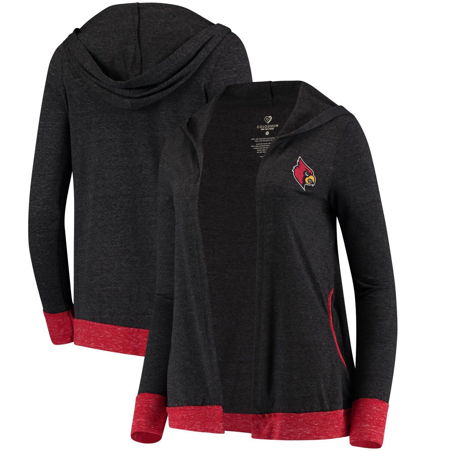 

Женский кардиган Tri-Blend с открытым капюшоном и открытым капюшоном Colosseum Cardinals Louisville Cardinals Colosseum