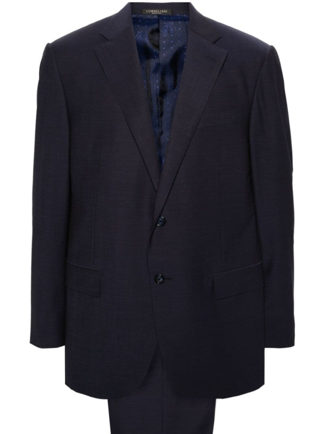 

Однобортный костюм Corneliani с заостренными лацканами, синий