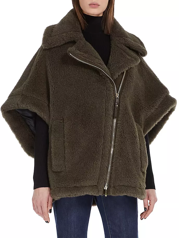 

Асимметричная куртка на молнии из смеси альпаки Manto Max Mara, хаки
