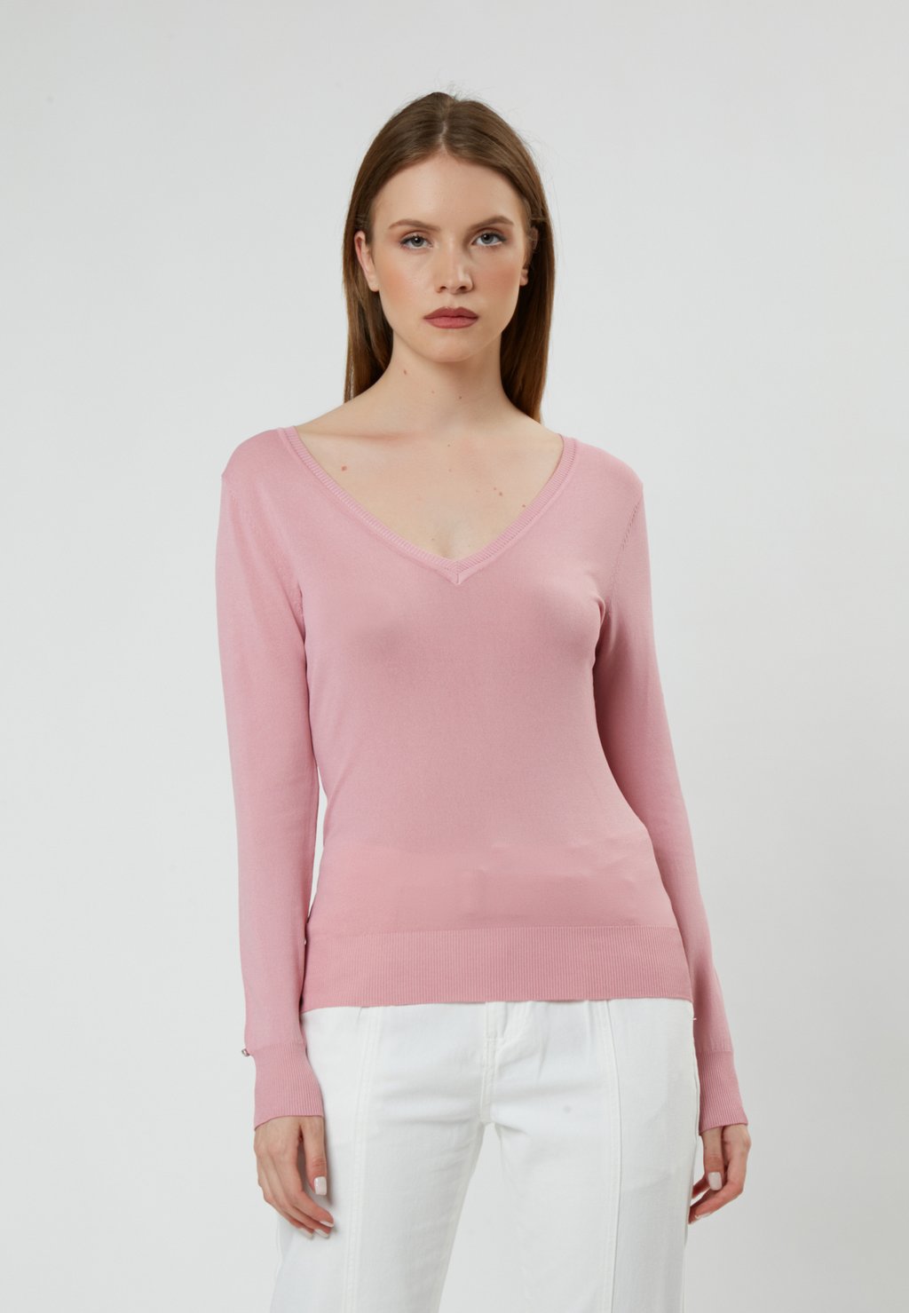 Вязаный свитер V NECK INFLUENCER, цвет pink