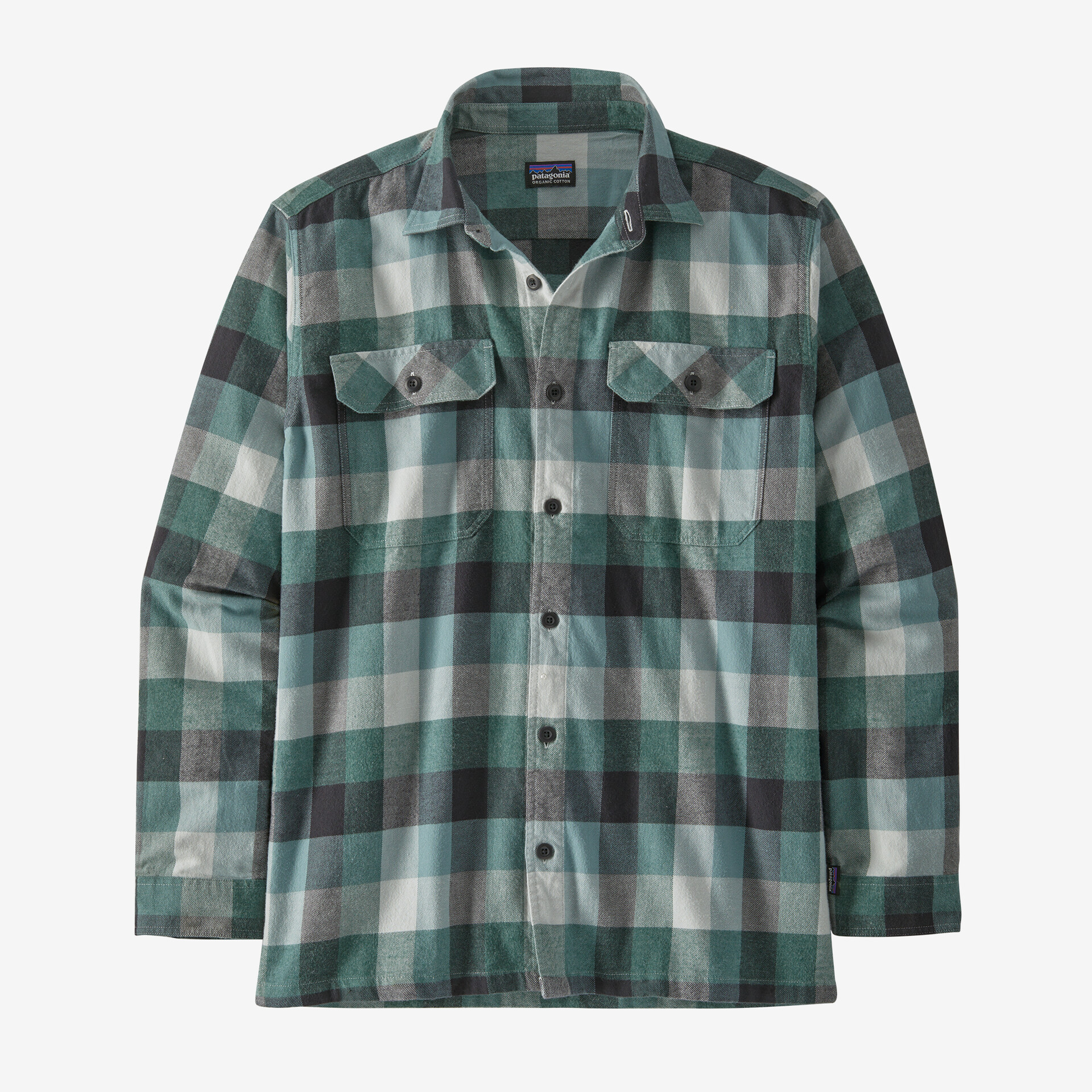 цена Мужская фланелевая рубашка среднего веса из органического хлопка с длинными рукавами Fjord Patagonia, зеленый