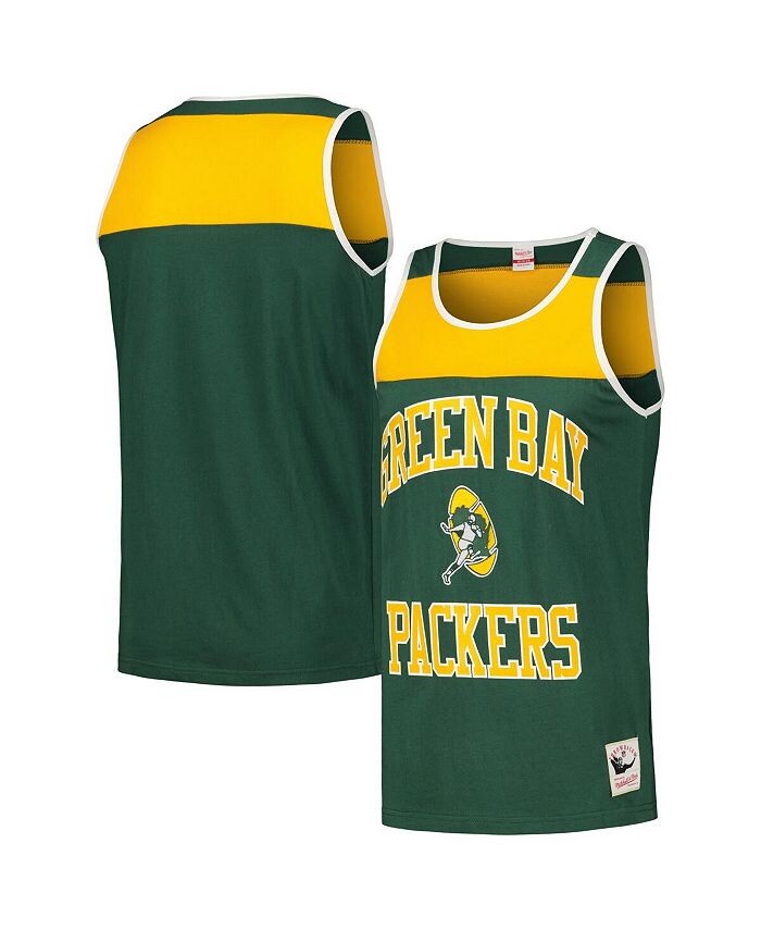 

Мужская зеленая, золотистая майка Green Bay Packers Heritage Colorblock Mitchell & Ness, зеленый