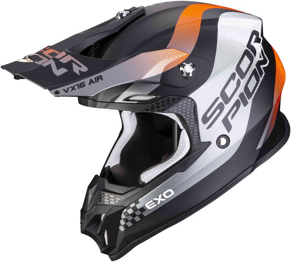 Шлем для мотокросса VX-16 Air Soul Scorpion, черный матовый/оранжевый гарнитура для стандартного радио yaesu vertex vx 10 vx 110 vx 130 vx 131 и т д