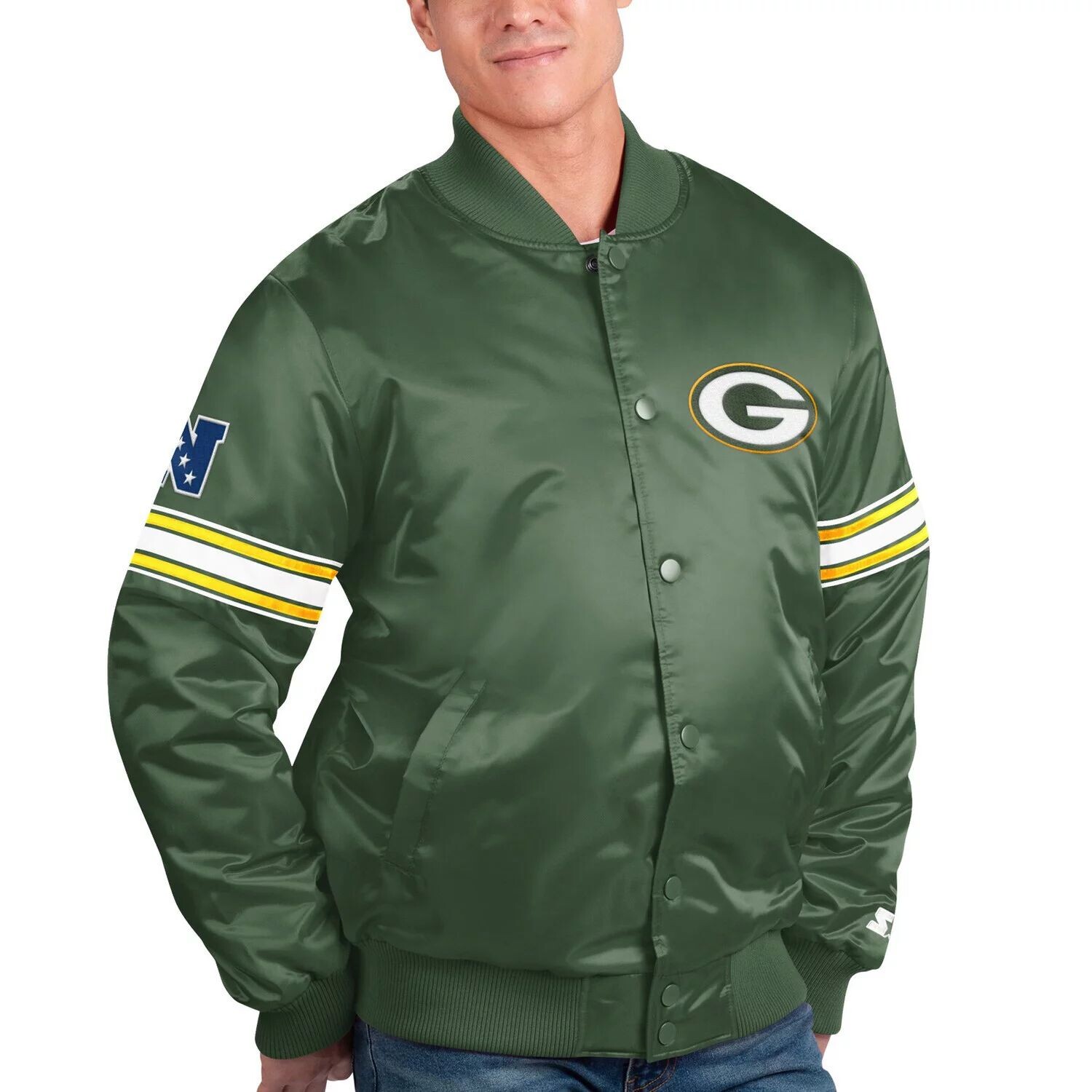 

Мужская зеленая куртка с застежкой Green Bay Packers The Pick and Roll Starter, Зеленый