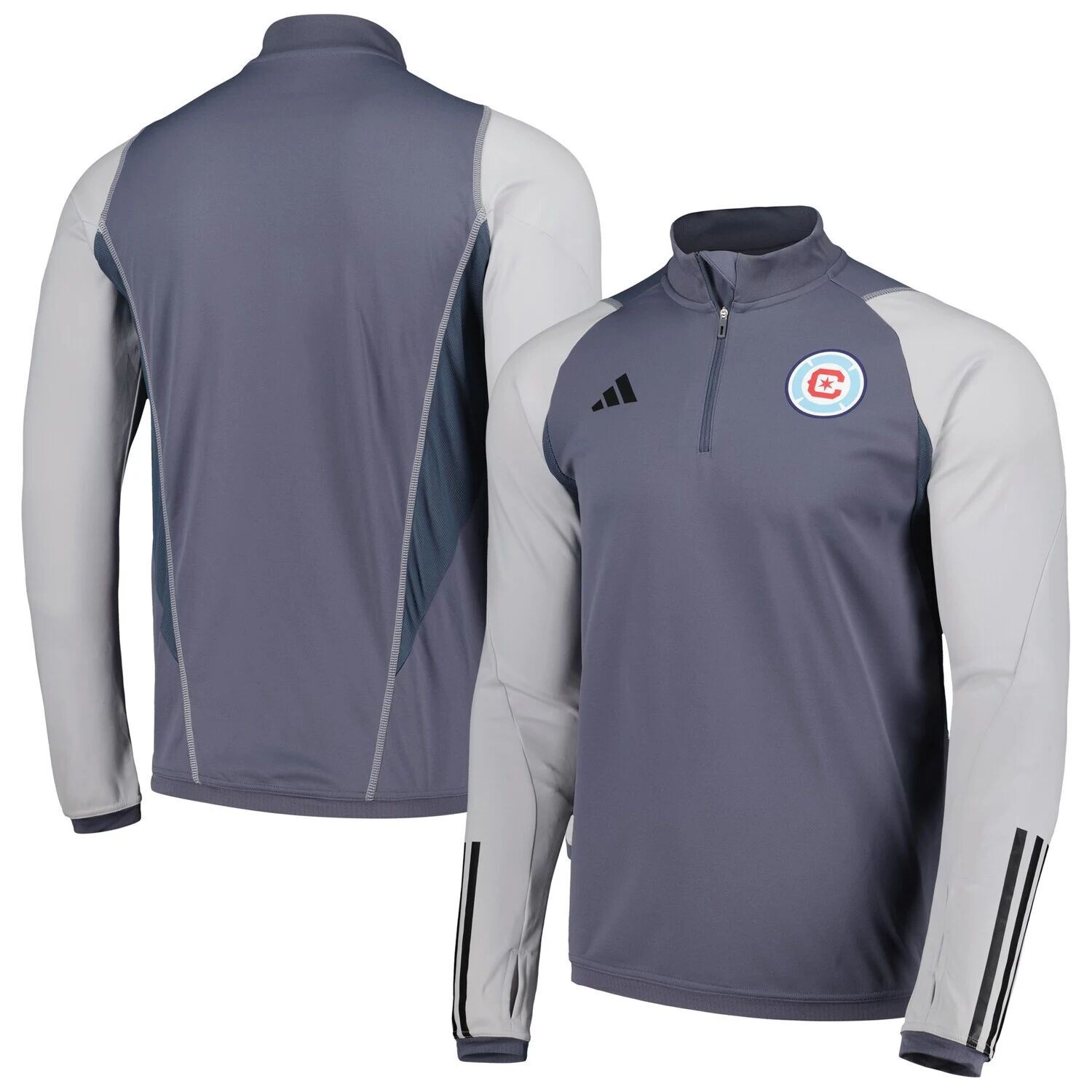 

Мужская серая тренировочная футболка на молнии Chicago Fire 2023 AEROREADY adidas, Серый