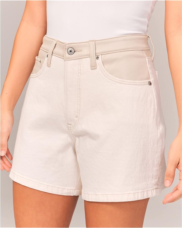 

Шорты Abercrombie & Fitch Curve Love High Rise Dad Short, экрю