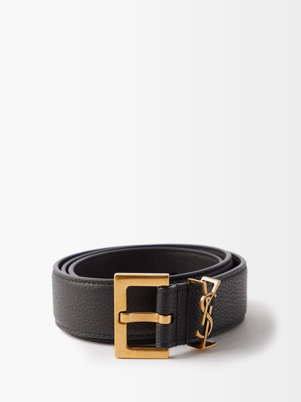 

Кожаный ремень ysl с бляшкой Saint Laurent, черный