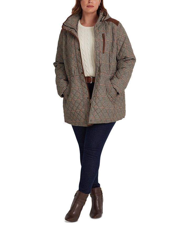 Женское стеганое пальто больших размеров с капюшоном Lauren Ralph Lauren, мультиколор женское стеганое пальто больших размеров calvin klein серый