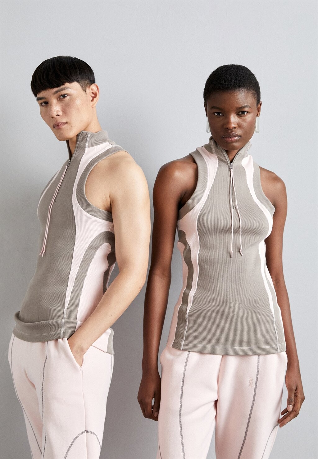 

Топ Zip-Up Unisex Saul Nash, цвет mid grey/ pale pink