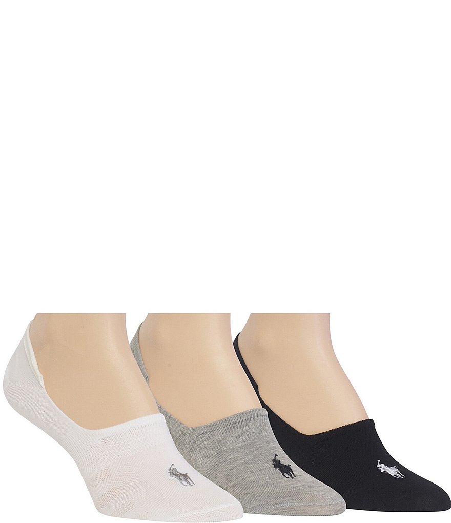 Женские носки-кроссовки на плоской вязки Polo Ralph Lauren, 3 шт., белый