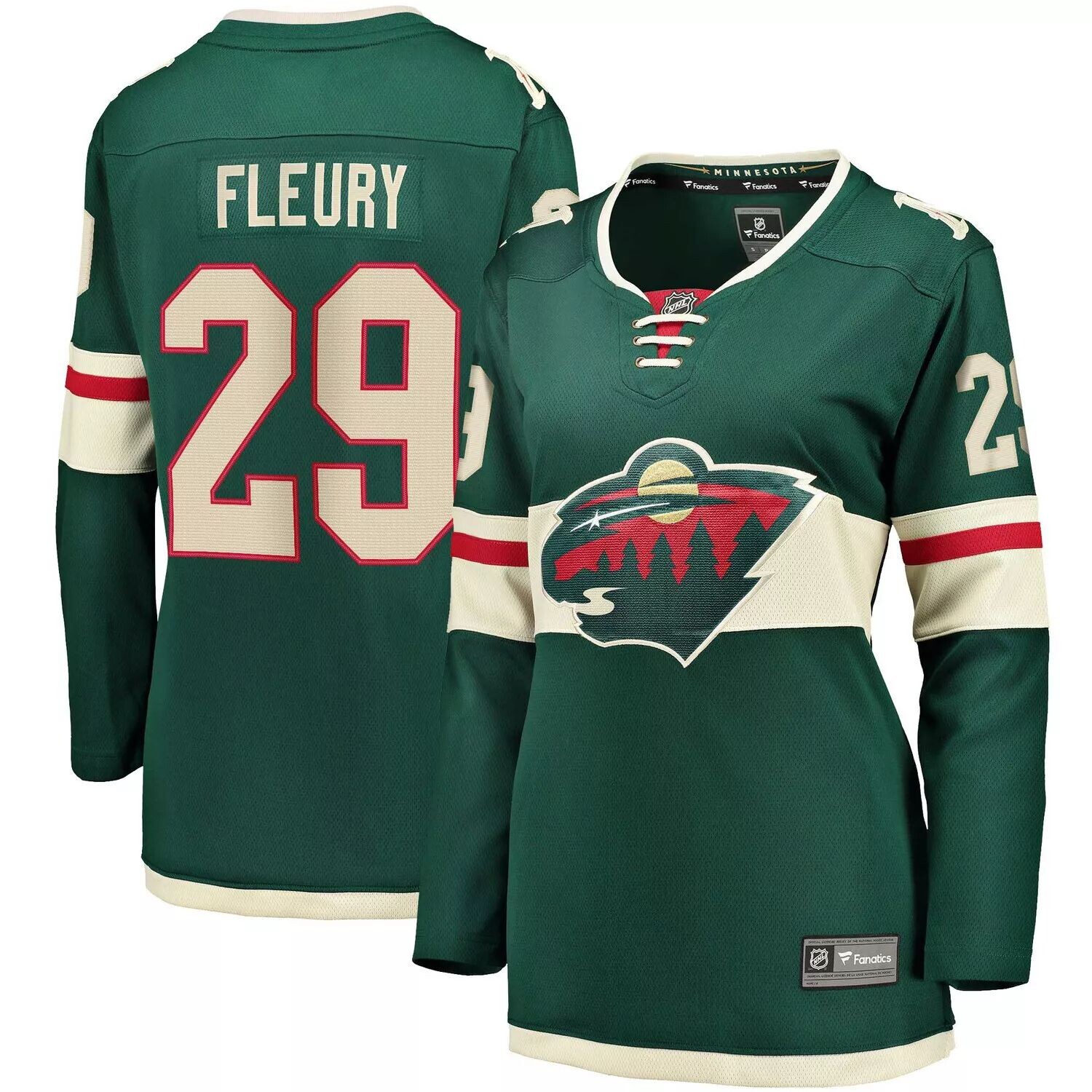 

Женская футболка Fanatics Branded Marc-Andre Fleury Green Minnesota Wild Home Premier Breakaway Player Fanatics