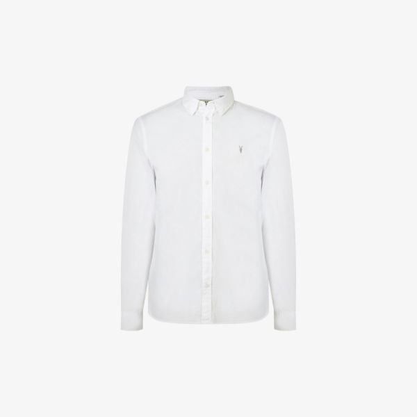Рубашка Hawthorne узкого кроя из эластичного хлопка Allsaints, белый рубашка узкого кроя из эластичного хлопка luca d altieri синий