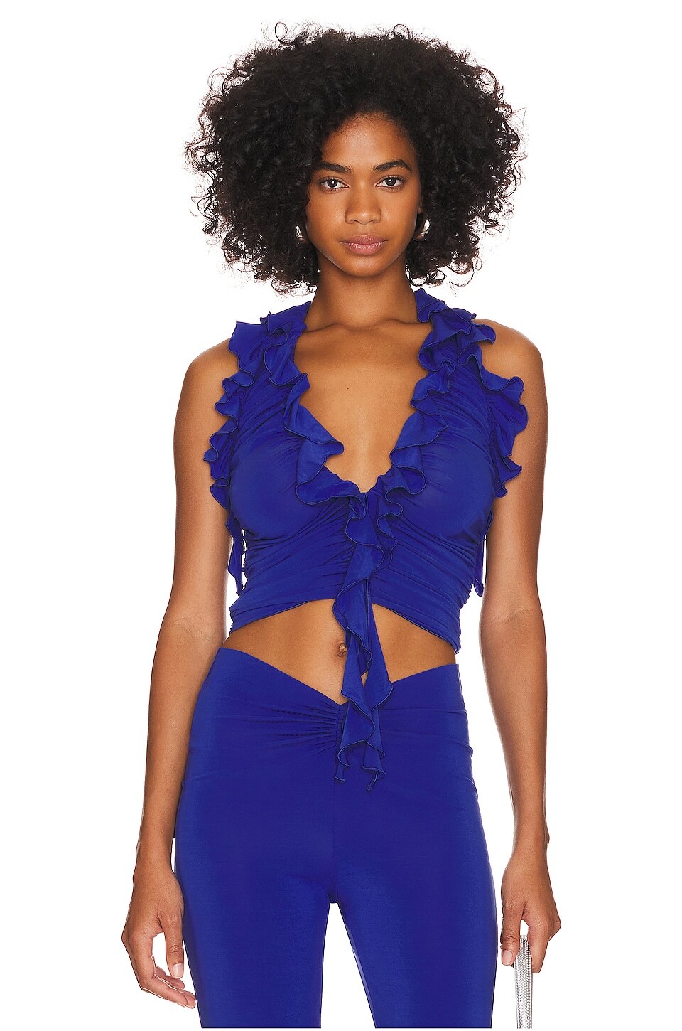 

Топ The Andamane Mimi Ruffle Deep V-neck, цвет Pervinca