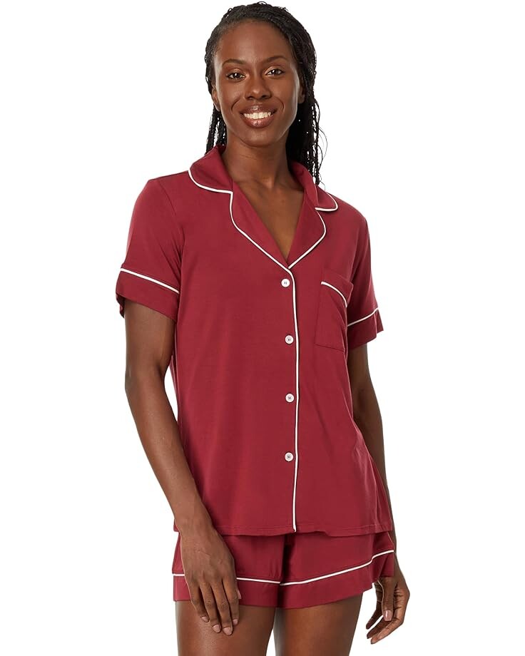 

Пижамный комплект Eberjey Gisele Relaxed Short PJ Set, цвет Sangria/Ivory
