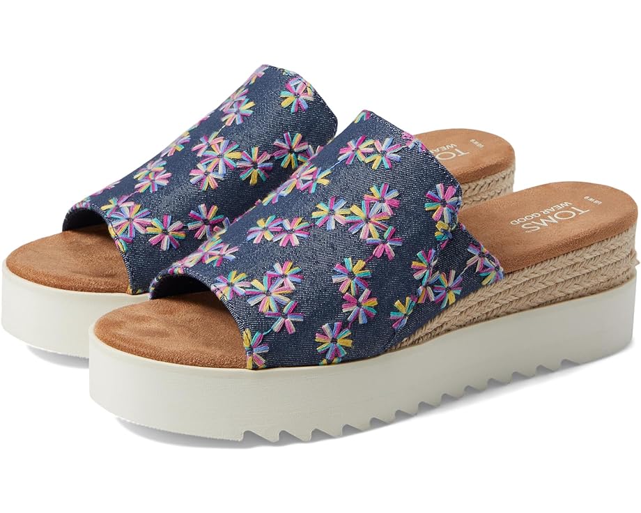 цена Мюли TOMS Diana, цвет Navy Multi Embroidered Floral