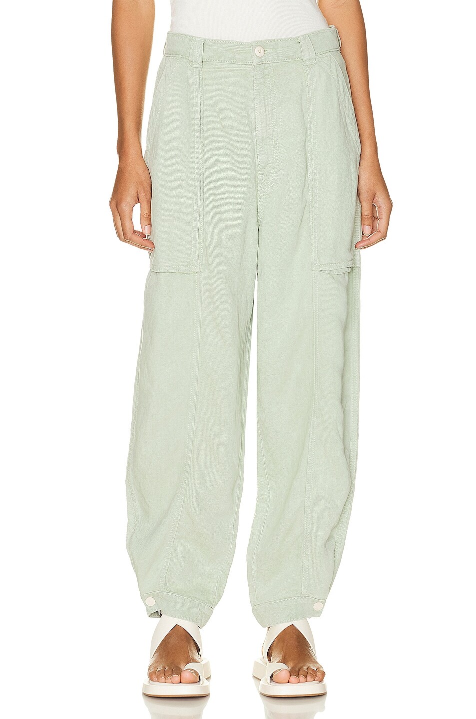 

Брюки Mother The Patch Pocket Chute Flood, цвет Cameo Green