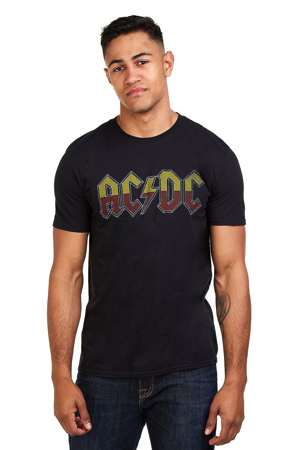 футболка мужская белая оверсайз ac dc 199 Хлопковая футболка About To Rock Tour AC/DC, черный