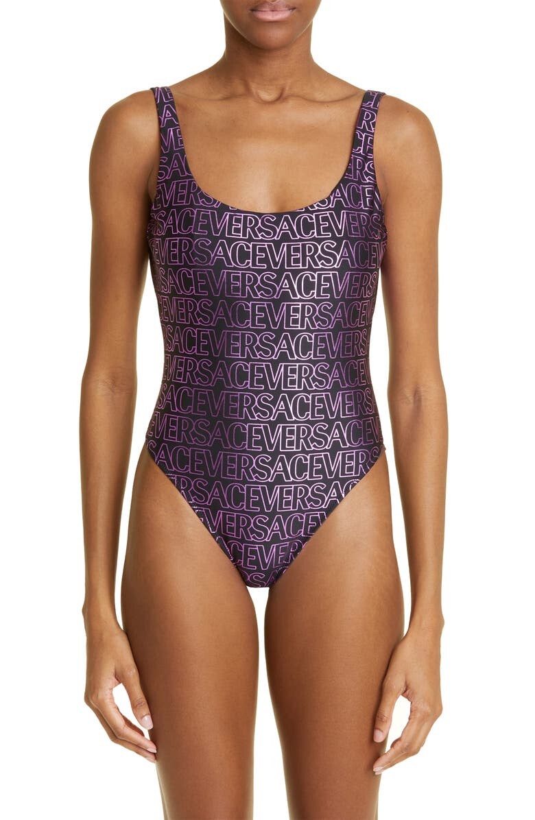 

Слитный купальник с логотипом VERSACE, Фиолетовый