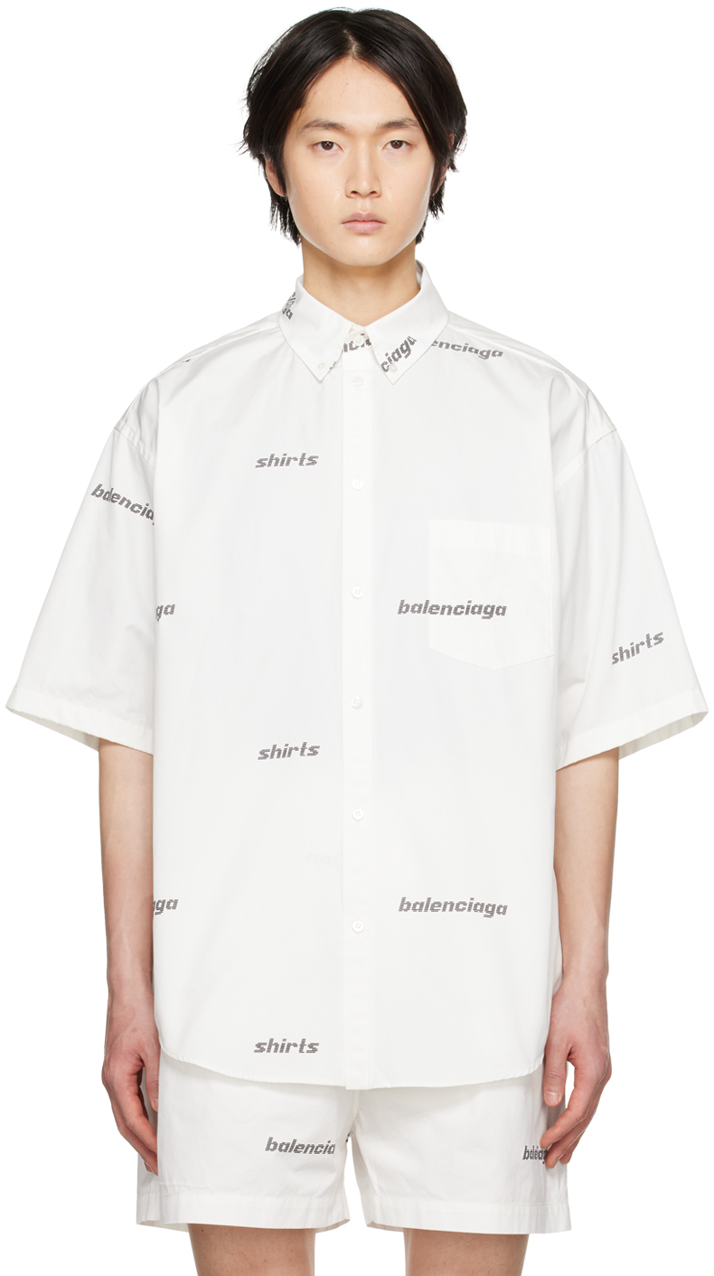 Белая рубашка с принтом Balenciaga